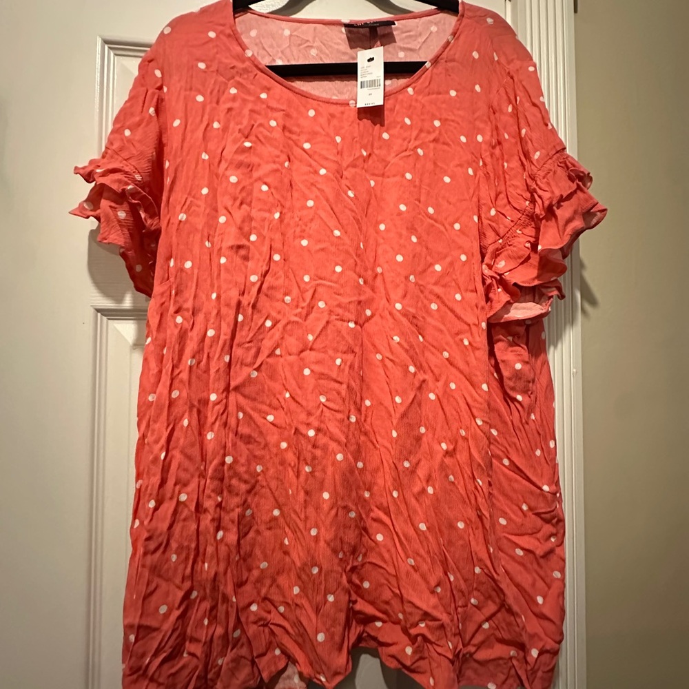 Women's Polka Dot Ruffle Sleeve Top
